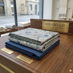 Lenzuolo-Copriletto Mirabello Delhi | Percalle di Cotone 100% blu