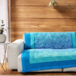 Plaid Bassetti Kerala B1 Oceanblau 135x190 cm – Eleganza Blu in Cotone