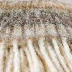 Plaid da divano coperta in Lana con frange London naturale