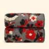 Plaid da divano in Lana Cotta 150 x 170 floreale rosso-grigio