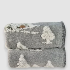 Plaid da divano Lana Cotta 150 x 170 Alberi innevati grigio