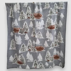 Plaid da divano Lana Cotta 150 x 170 Alberi innevati grigio