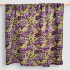 Plaid di Lana Cotta Verdone floreale viola lilla - Soffice e Accogliente per Casa