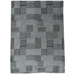 Plaid effetto agnellato Central Park bianco e nero pied de poule 130x160