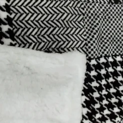 Plaid effetto agnellato Central Park bianco e nero pied de poule 130x160