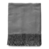 Plaid in tinta unita con frange 130x160 Oslo Antracite