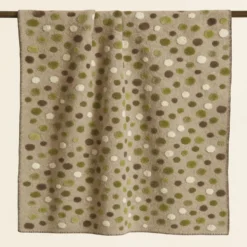 Plaid lana cotta 150x170 cm tortora con motivo a pois Bordo punto cavallo