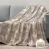 Plaid Sherpa MEDIS soffice coperta foliage oro 130x160 con borsa