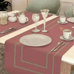 Runner centrotavola in cotone 50x150 cm Borbonese Lounge Blush