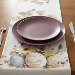 Runner fantasia Pasquale in puro cotone Flowery Easter Eggs 45x140