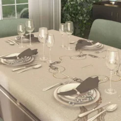 Servizio da tavola 150x220 BORBONESE Ascot nocciola + 8 tovaglioli