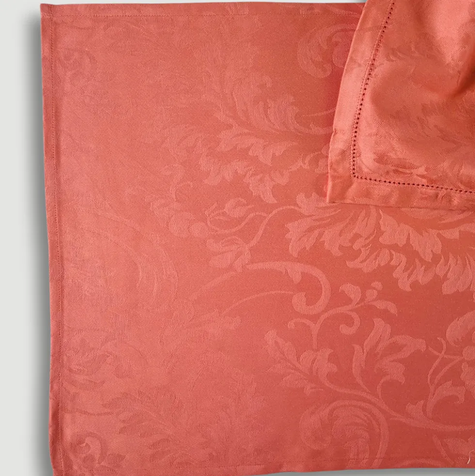 Servizio da tavola 180x270 cm in fiandra con 12 tovaglioli rosa
