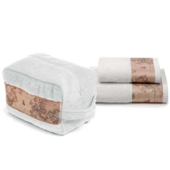 Set Asciugamani 1+1 e Beauty Case Geo Classic Alviero Martini bianco