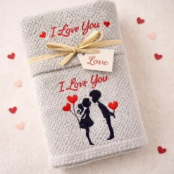 Set asciugamani in spugna Kiss perla San Valentino Idea Regalo