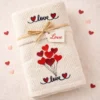 Set asciugamani romantici con cuori e scritta love