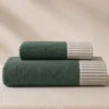Set Asciugamani 1+1 verde a Righe | Stile Shabby e Romantico