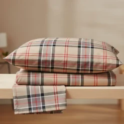 Set lenzuola Bossi con federe tinto filo matrimoniale WINDSOR 7605 scozzese tortora