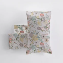 Set Lenzuola-copriletto matrimoniali 100% cotone Fiori di Campo lino