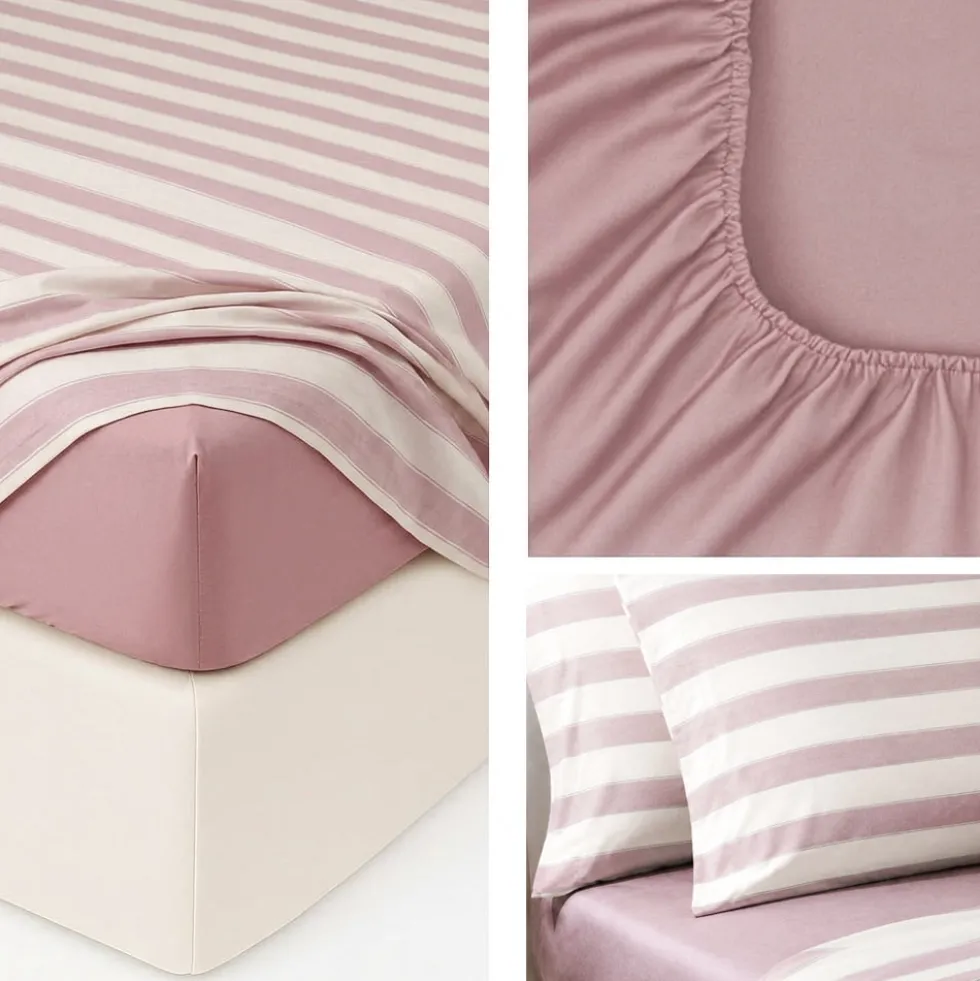 Set Lenzuola Gabel Theo a righe rosa Matrimoniale | 240x280 cm