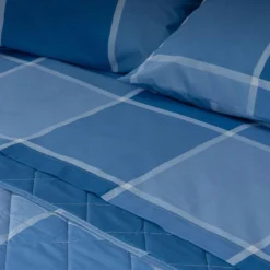 Set lenzuola in cotone matrimoniale Breez geometrico blu
