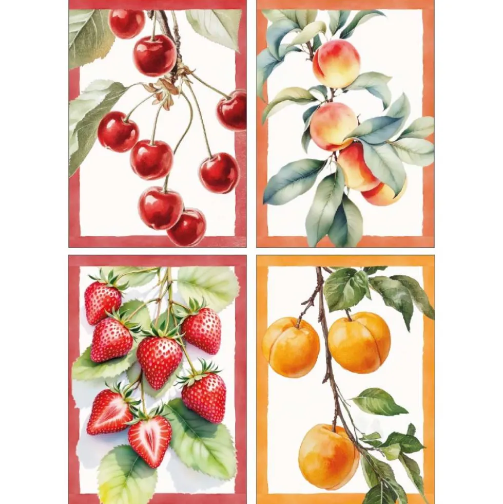 Set 4x Strofinacci Cucina 100% Cotone canovacci Fruit