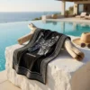 Telo da mare in spugna BORBONESE Butterfly Nero 100x180