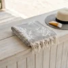 Telo mare pareo in cotone 90x170 con frange Caraibi coralli corda