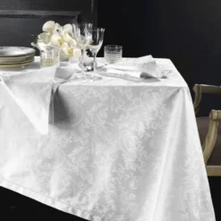 Tovaglia Fiandra PIAZZA PITTI x 8 -160x230 con 8 tovaglioli bianco Manuela