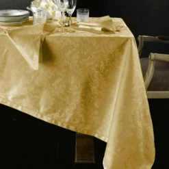 Tovaglia PIAZZA PITTI 180x360 cm in fiandra con 18 tovaglioli oro Manuela