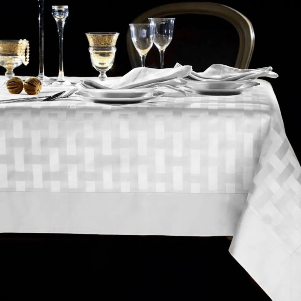 Tovaglia PIAZZA PITTI 150x180 cm in fiandra con 6 tovaglioli bianco Intreccio