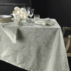Tovaglia PIAZZA PITTI 180x280 cm in fiandra con 12 tovaglioli grigio perla Manuela
