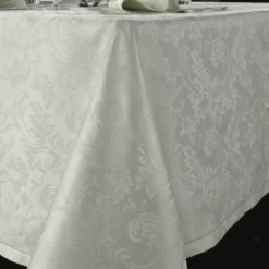 Tovaglia PIAZZA PITTI 180x280 cm in fiandra con 12 tovaglioli grigio perla Manuela