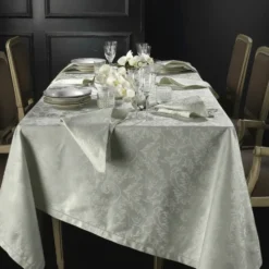 Tovaglia PIAZZA PITTI 150x180 cm in fiandra con 6 tovaglioli grigio perla Manuela