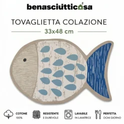 Tovaglietta Americana per Bambini Pesce Azzurro | 100% cotone