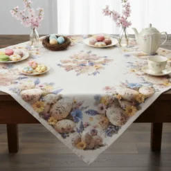 Tovaglietta quadrata Pasquale centrotavola 100% cotone 93x93 Flowery