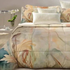 Trapunta matrimoniale SOLIN piumone invernale effetto raso beige