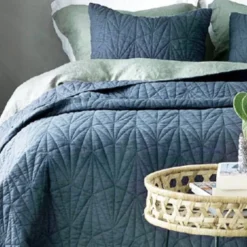 Trapuntino singolo 170x260 Boutis Malawi bluette ricamato